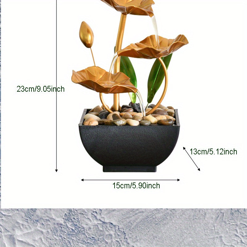Serene Mini Tabletop Fountain – LED Light, Flowing Waterfall, Natural River Stones