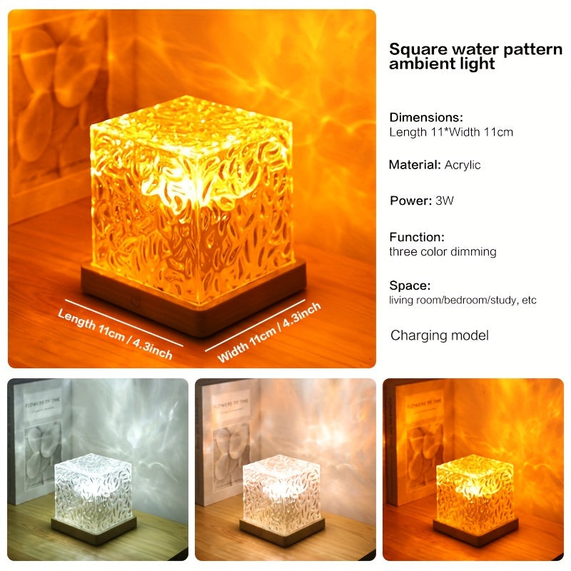 Dynamic Ripple Effect Night Light Projector – USB Rechargeable Ambient LED Lamp for Bedroom, Gaming Setup, Home Decor, Eid & Holiday Gift