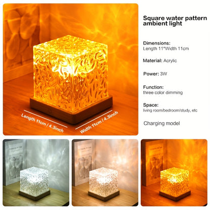 Dynamic Ripple Effect Night Light Projector – USB Rechargeable Ambient LED Lamp for Bedroom, Gaming Setup, Home Decor, Eid & Holiday Gift