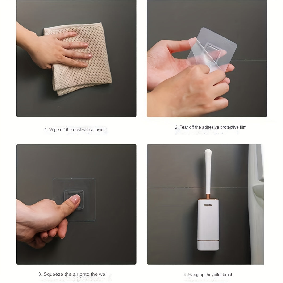 Wall Mounted Toilet Brush with Holder – Long Handle & No-Dead-Corner Cleaning