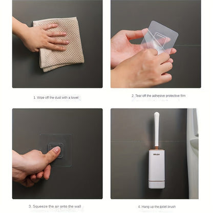 Wall Mounted Toilet Brush with Holder – Long Handle & No-Dead-Corner Cleaning