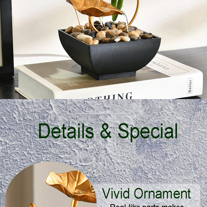 Serene Mini Tabletop Fountain – LED Light, Flowing Waterfall, Natural River Stones
