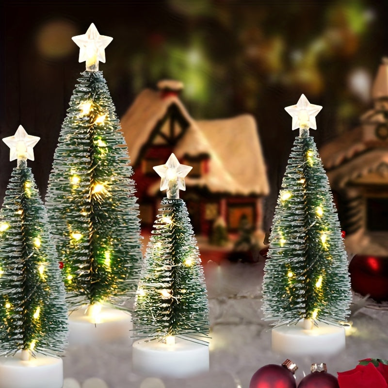 3pcs LED Christmas Tree Set – Small, Medium & Large Light-Up Trees with Copper Wire LED Lights – Holiday Home Decoration