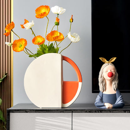 Modern Light Luxury Ceramic Vase – Orange & White