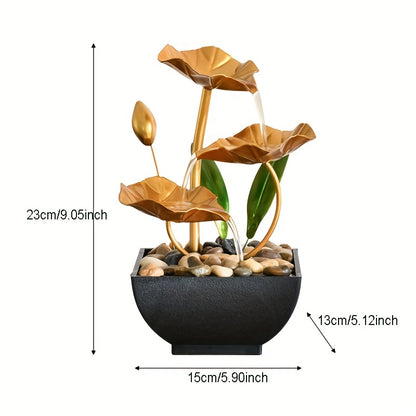 Serene Mini Tabletop Fountain – LED Light, Flowing Waterfall, Natural River Stones