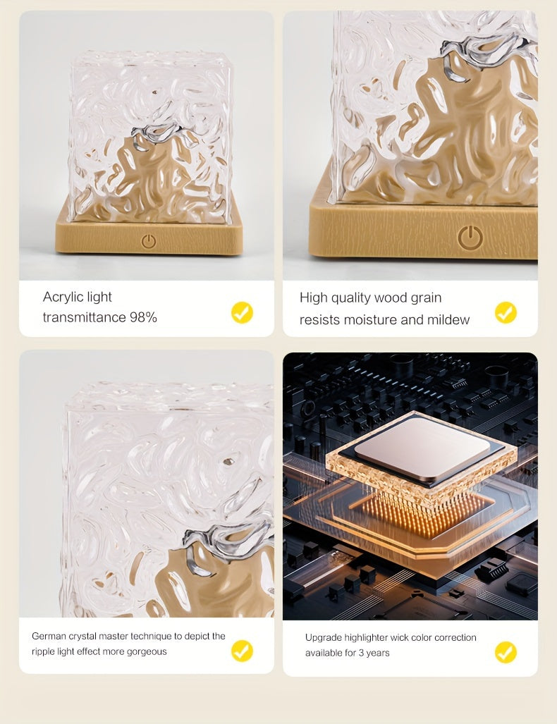 Dynamic Ripple Effect Night Light Projector – USB Rechargeable Ambient LED Lamp for Bedroom, Gaming Setup, Home Decor, Eid & Holiday Gift