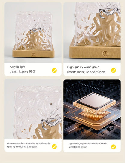 Dynamic Ripple Effect Night Light Projector – USB Rechargeable Ambient LED Lamp for Bedroom, Gaming Setup, Home Decor, Eid & Holiday Gift