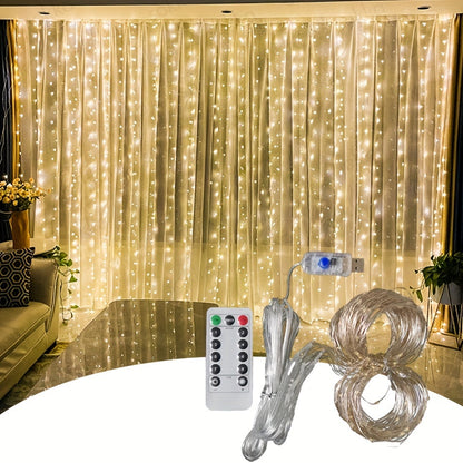 600 LED Curtain String Lights – 6m x 3m USB Fairy Lights with Remote Control | Wedding, Christmas, Ramadan & Home Décor