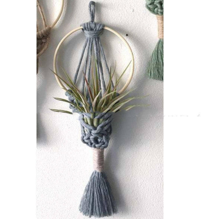 Handcrafted Cotton Hanging Flower Basket Tapestry