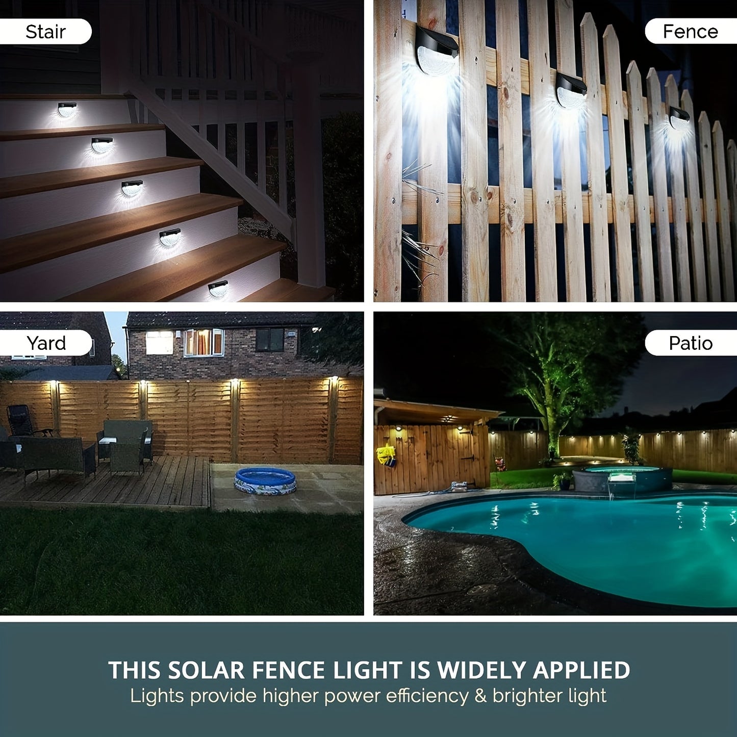 Solar Fence & Deck Lights – Waterproof Outdoor LED Wall Lamps
