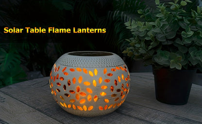 Solar Table Light Outdoor – White Metal Lantern, Solar Powered Decorative Garden & Patio Lamp