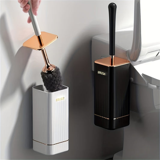 Wall Mounted Toilet Brush with Holder – Long Handle & No-Dead-Corner Cleaning