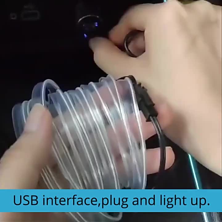 Blue LED Car Interior Light Strip – Flexible USB Neon Rope for Cars, Bedroom & Party Decor