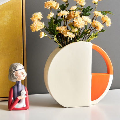 Modern Light Luxury Ceramic Vase – Orange & White