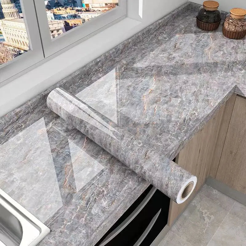 Kitchen Oil-Proof & Waterproof Self-Adhesive Wallpaper – PVC Countertop & Cabinet Renovation Sticker