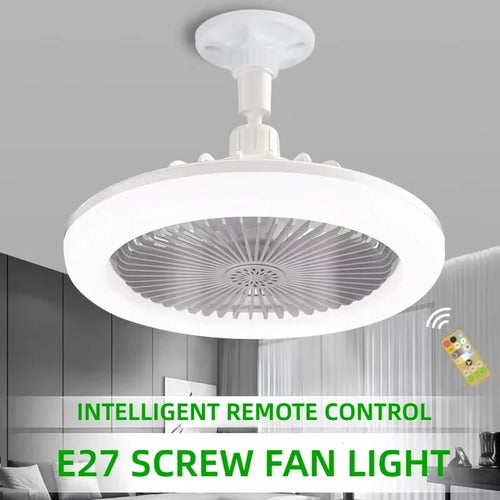 Rotatable 3-in-1 Ceiling Fan with Remote Control – E27 LED Lighting Base for Bedroom & Living Room