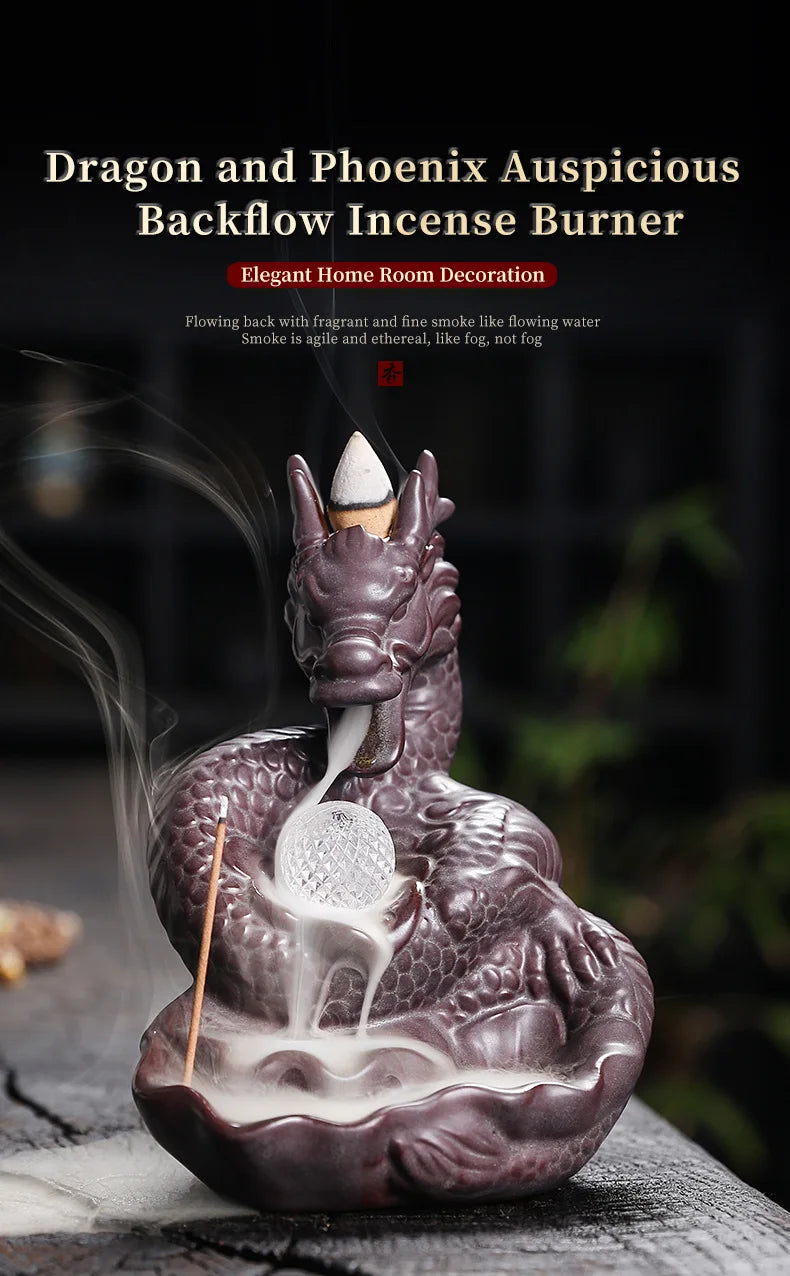 Dragon LED Backflow Incense Burner – Ceramic Waterfall Smoke Holder