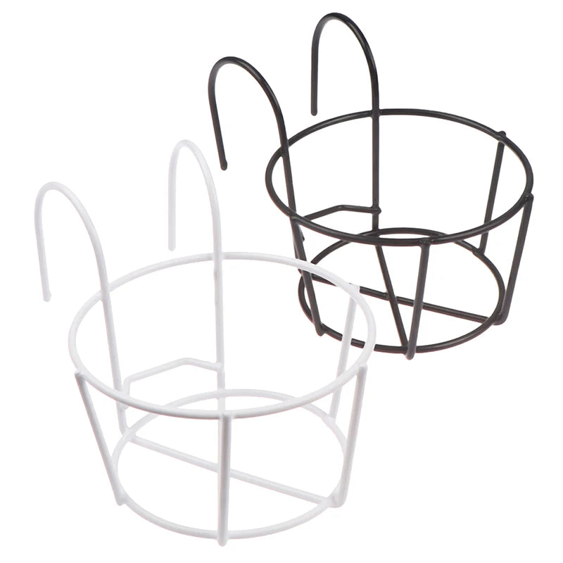 Garden Hanging Plant Iron Rack – Balcony Round Flower Pot Holder for Railing & Fence