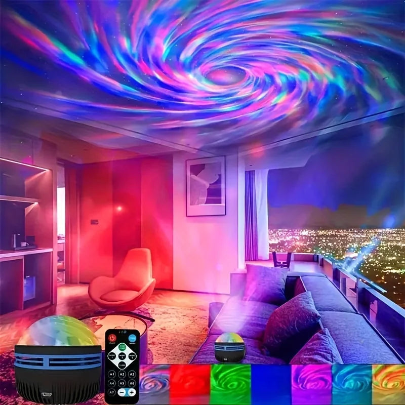 LED Galaxy Projector Night Light | USB Rechargeable Starry Sky Lamp with Remote