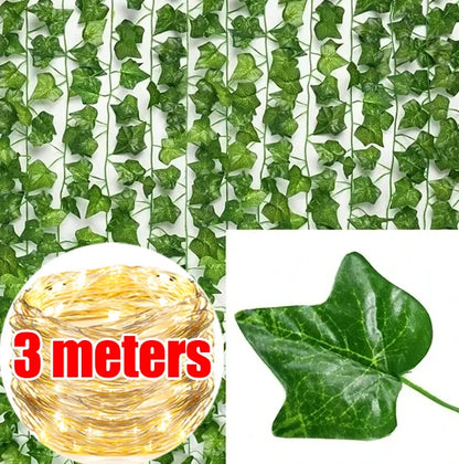 Green Leaf String Lights – Artificial Ivy Vine Fairy Light Garland for Home, Party & Wedding Decoration