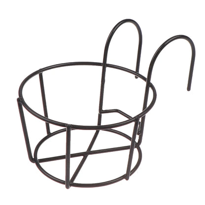Garden Hanging Plant Iron Rack – Balcony Round Flower Pot Holder for Railing & Fence