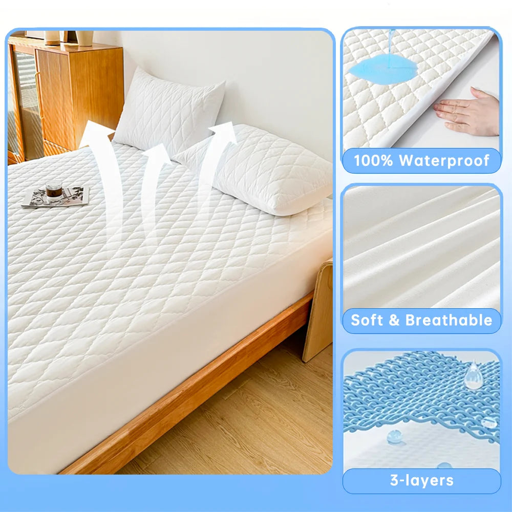 Waterproof Mattress Protector Fitted Sheet – Durable, Breathable & Anti-Dust Mite Bed Cover
