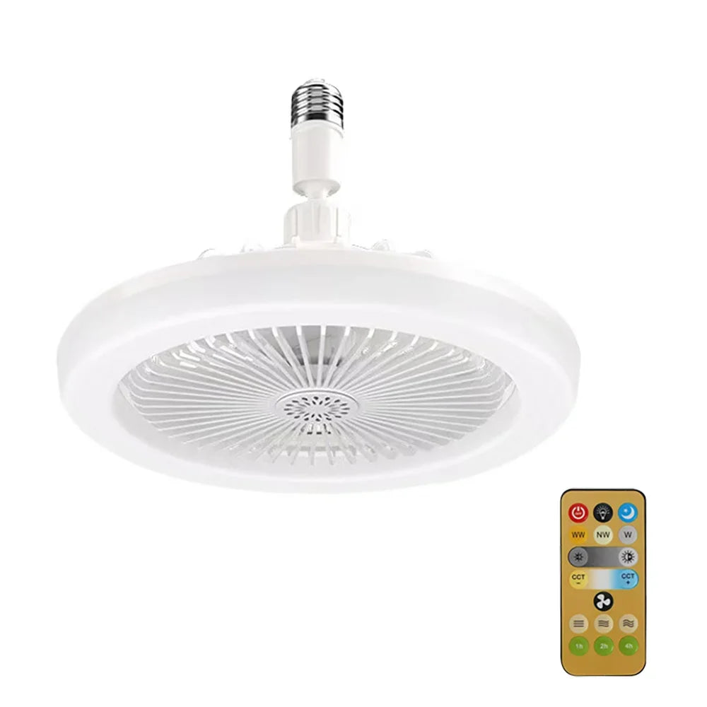 Rotatable 3-in-1 Ceiling Fan with Remote Control – E27 LED Lighting Base for Bedroom & Living Room