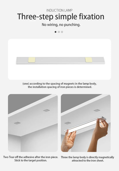 LED Night Light with Motion Sensor – USB Rechargeable Cabinet Lamp for Wardrobe, Kitchen, Bedroom & Hallway (20/30/40/60cm)