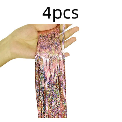 2 Pack Glitter Tinsel Fringe Curtains – Metallic Foil Party Backdrop for Birthday, Wedding & Anniversary Decorations