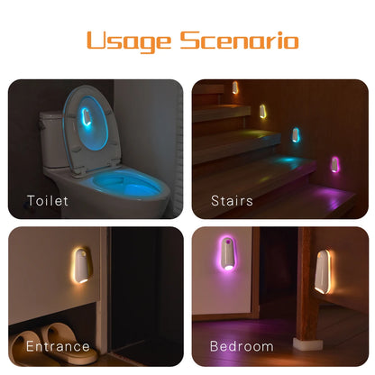 LED Smart Motion Sensor Toilet Night Light – USB Rechargeable, 8-Color Lamp for Bathroom, Corridor & Home Decor