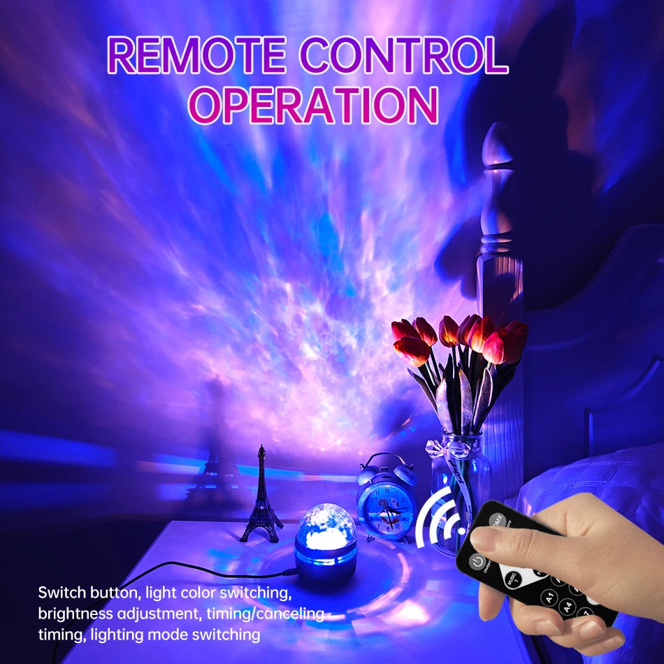 LED Galaxy Projector Night Light | USB Rechargeable Starry Sky Lamp with Remote