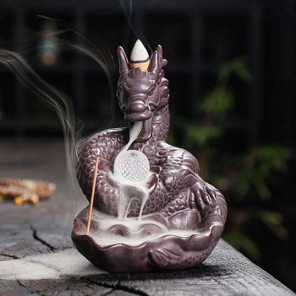 Dragon LED Backflow Incense Burner – Ceramic Waterfall Smoke Holder