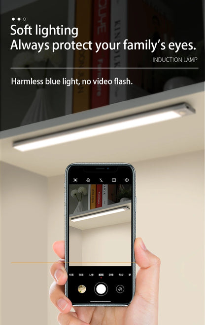 LED Night Light with Motion Sensor – USB Rechargeable Cabinet Lamp for Wardrobe, Kitchen, Bedroom & Hallway (20/30/40/60cm)