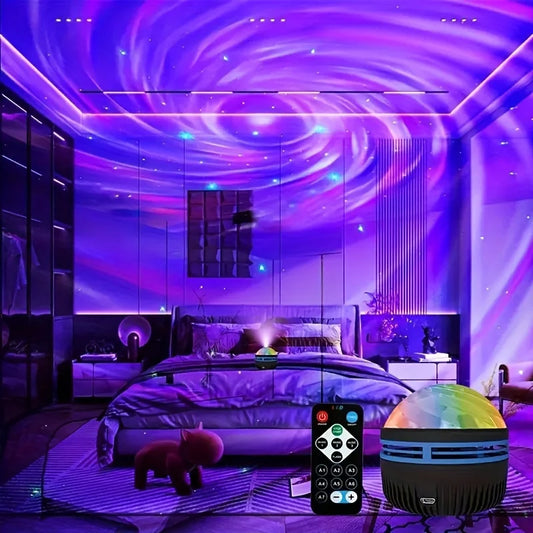 LED Galaxy Projector Night Light | USB Rechargeable Starry Sky Lamp with Remote