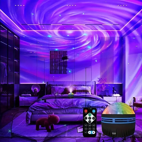 LED Galaxy Projector Night Light | USB Rechargeable Starry Sky Lamp with Remote