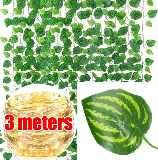 Green Leaf String Lights – Artificial Ivy Vine Fairy Light Garland for Home, Party & Wedding Decoration