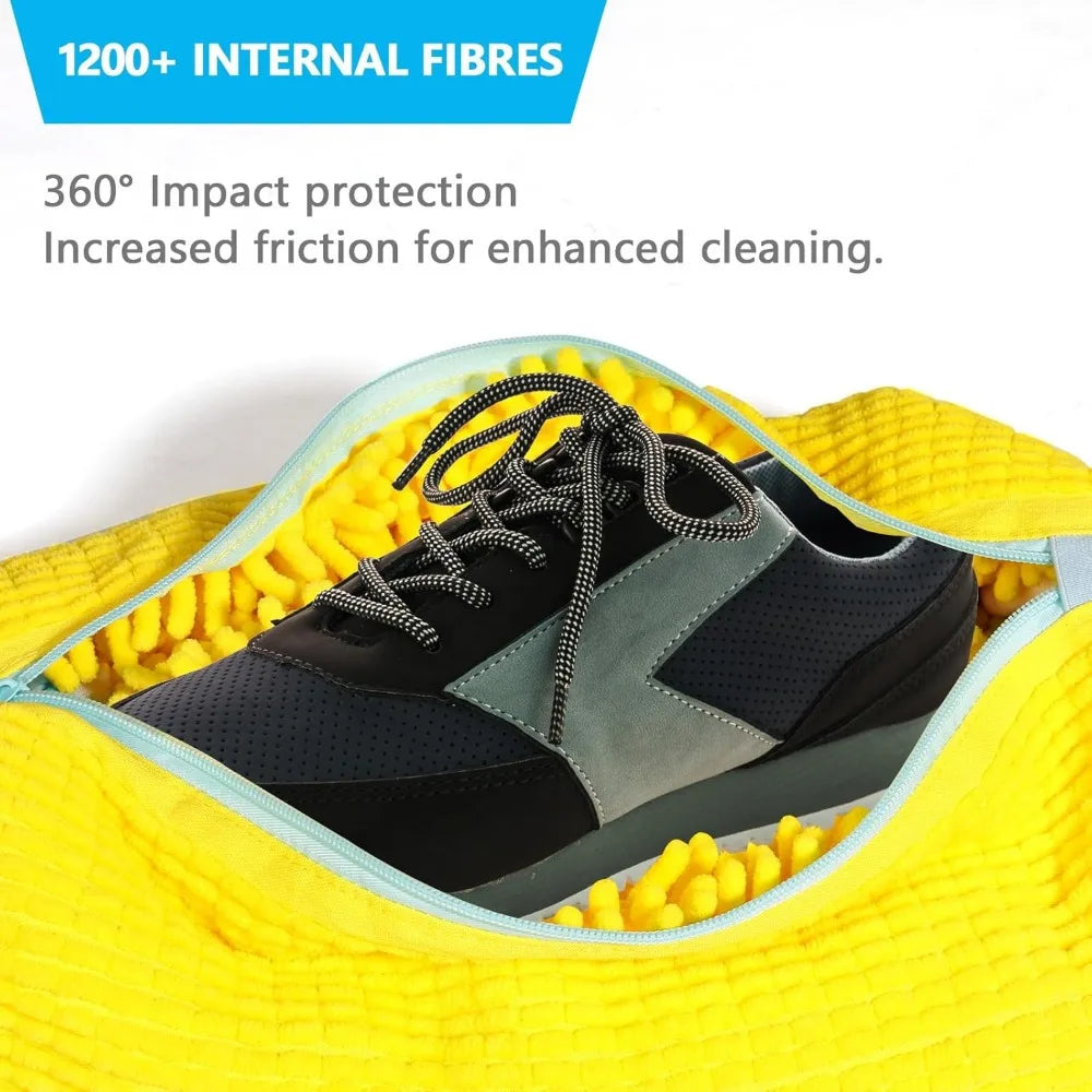 Durable Shoe Washing Machine Bag – Yellow with Blue Zipper | Fits All Shoe Types, Ideal for Sneakers & Casual Shoes