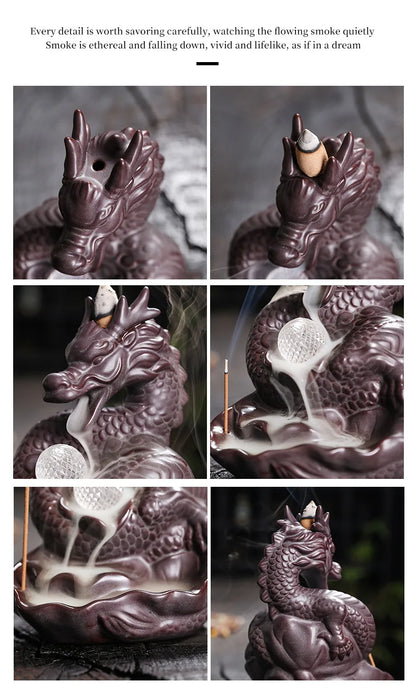 Dragon LED Backflow Incense Burner – Ceramic Waterfall Smoke Holder