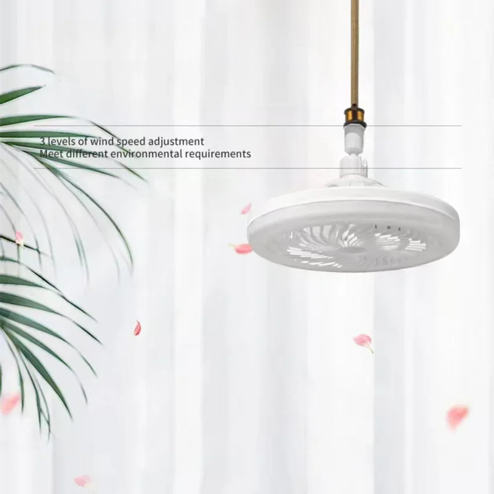 Rotatable 3-in-1 Ceiling Fan with Remote Control – E27 LED Lighting Base for Bedroom & Living Room