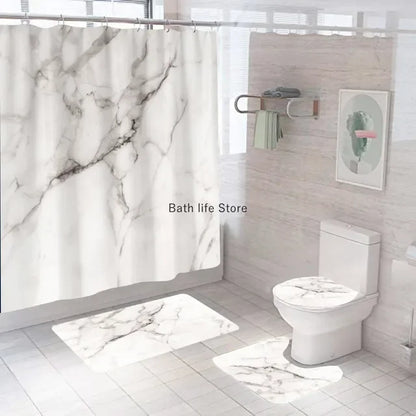Modern 3D Shower Curtain Set with Anti-Slip Bath Mat – Water-Resistant & Custom Sizes