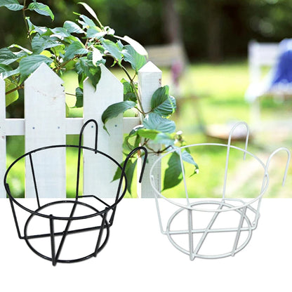 Garden Hanging Plant Iron Rack – Balcony Round Flower Pot Holder for Railing & Fence