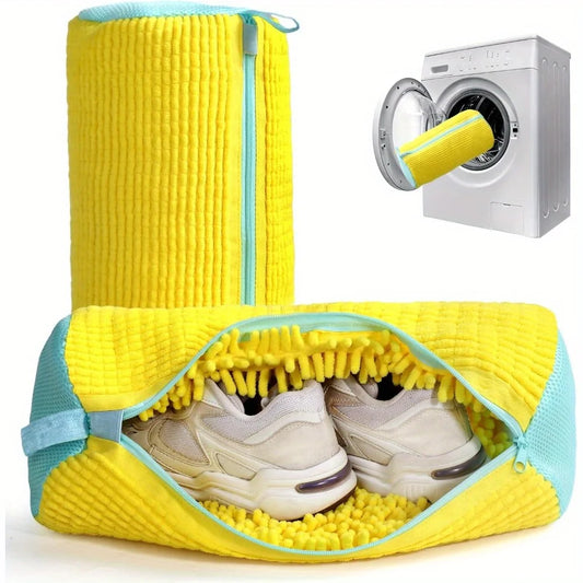 Durable Shoe Washing Machine Bag – Yellow with Blue Zipper | Fits All Shoe Types, Ideal for Sneakers & Casual Shoes