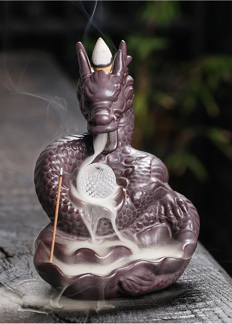 Dragon LED Backflow Incense Burner – Ceramic Waterfall Smoke Holder