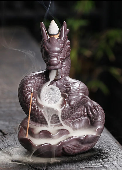 Dragon LED Backflow Incense Burner – Ceramic Waterfall Smoke Holder
