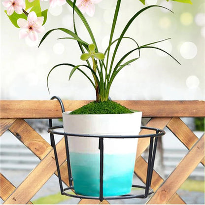 Garden Hanging Plant Iron Rack – Balcony Round Flower Pot Holder for Railing & Fence