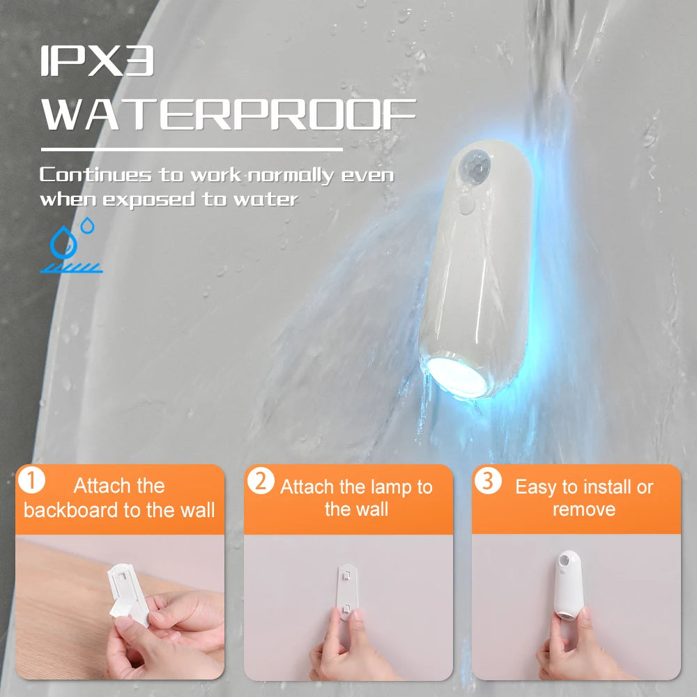 LED Smart Motion Sensor Toilet Night Light – USB Rechargeable, 8-Color Lamp for Bathroom, Corridor & Home Decor