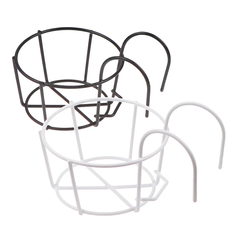 Garden Hanging Plant Iron Rack – Balcony Round Flower Pot Holder for Railing & Fence