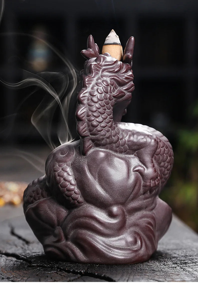 Dragon LED Backflow Incense Burner – Ceramic Waterfall Smoke Holder