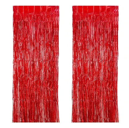 2 Pack Glitter Tinsel Fringe Curtains – Metallic Foil Party Backdrop for Birthday, Wedding & Anniversary Decorations