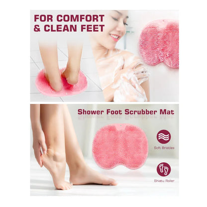 Shower Foot Scrubber Mat & Back Washer – Exfoliating Bath Wash Pad with Suction Cups